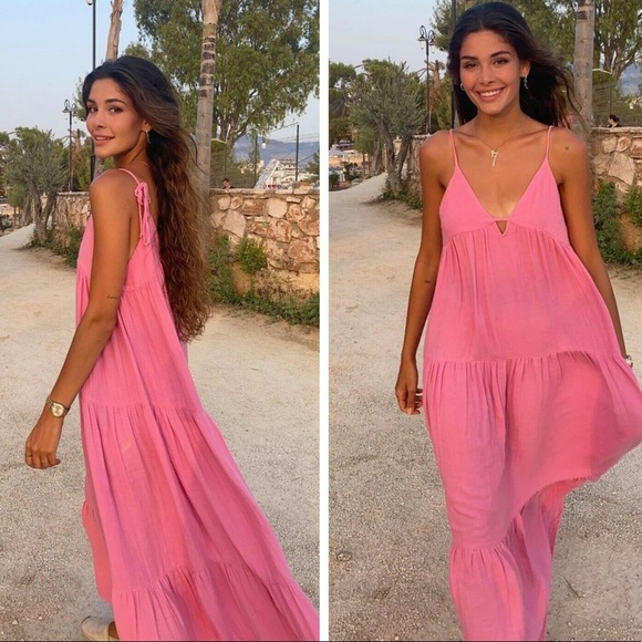 Zara Tiered Chiffon Midi Dress NWT - Picture 7 of 16